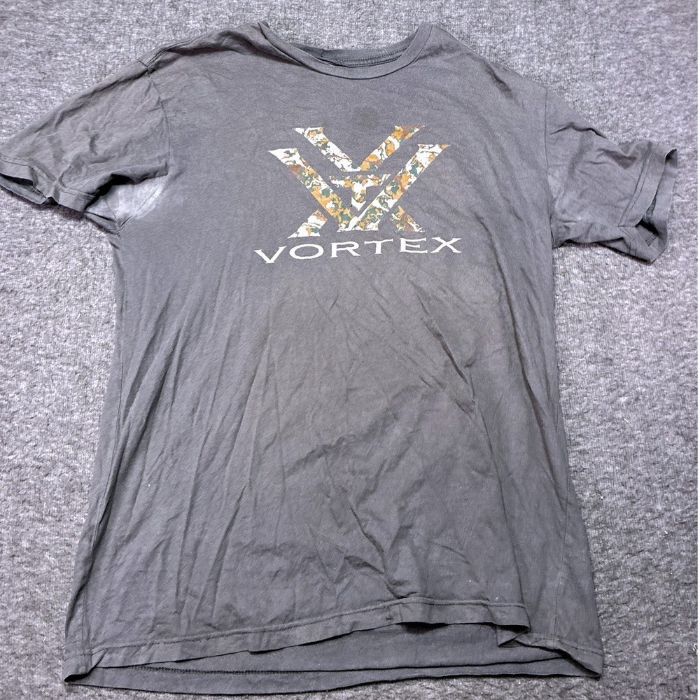 Vortex Optics Graphic T-Shirt Mens Medium Gray Camo Logo Distressed